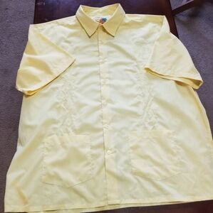 Men's Haband Guayabera XL Yellow Short Sleeve Shirt